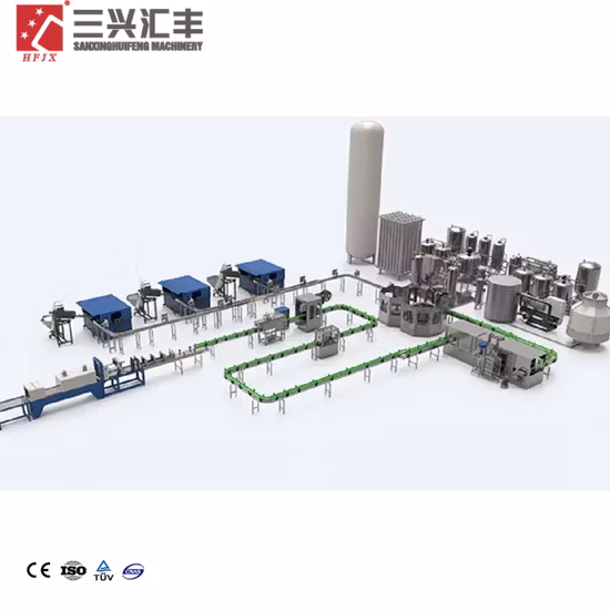 Automatic Pet Glass Bottle Carbonated Drink Soda Flavored Drink Pure Water Juice Beverage Oil Sauce Wine Beer Detergent Making Filling Labeling Packing Machine